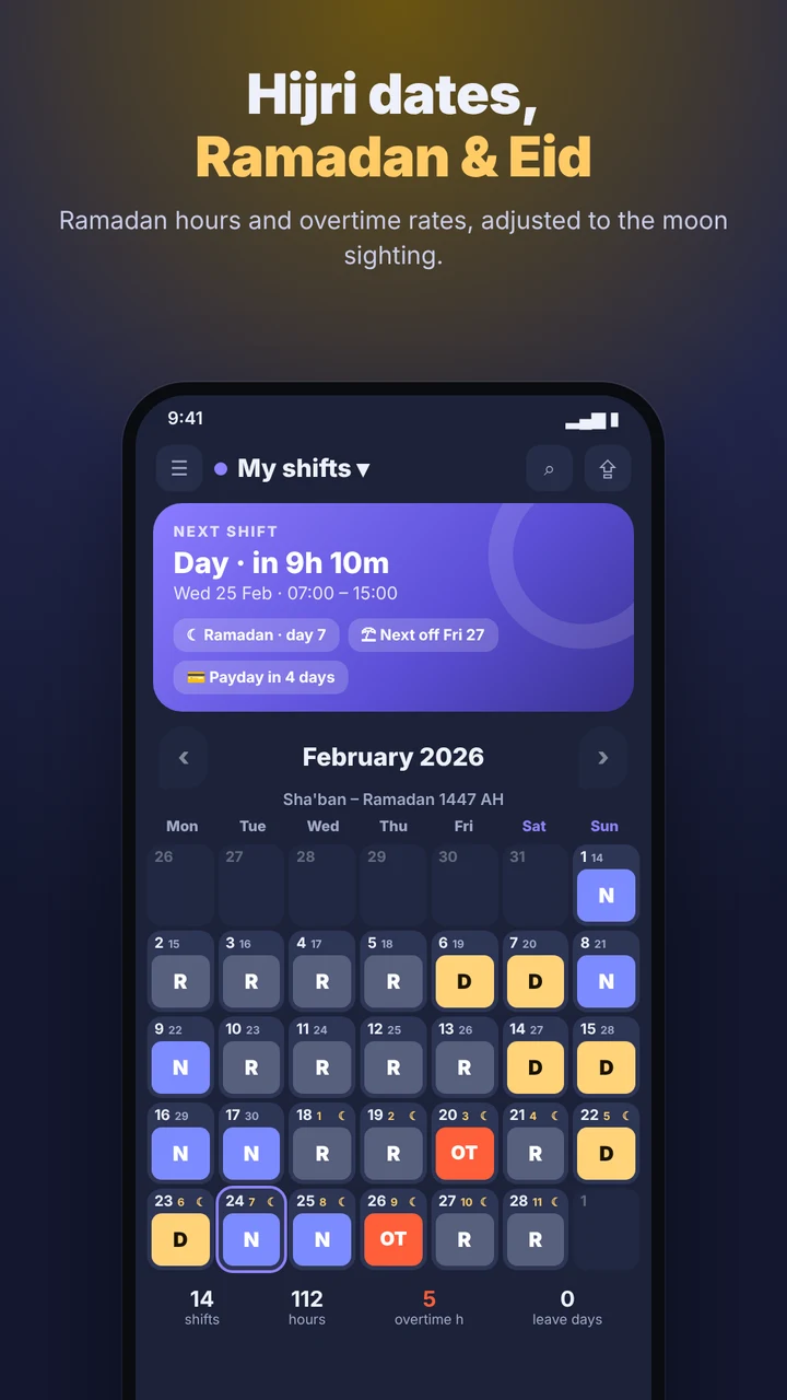Calendar with Hijri dates during Ramadan